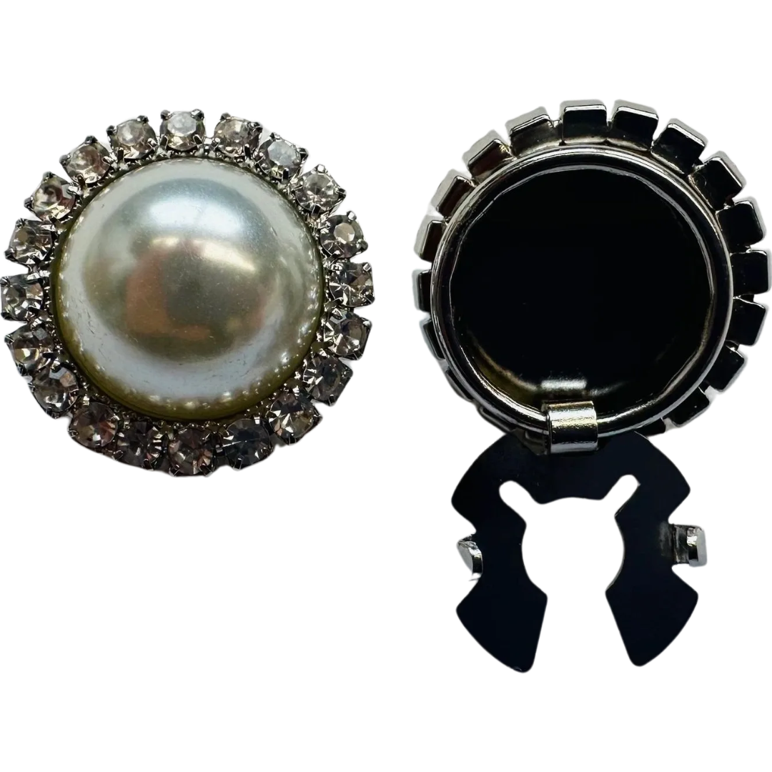 Button Covers – Pearl & Rhinestone Halo – 18mm – Sold Individually