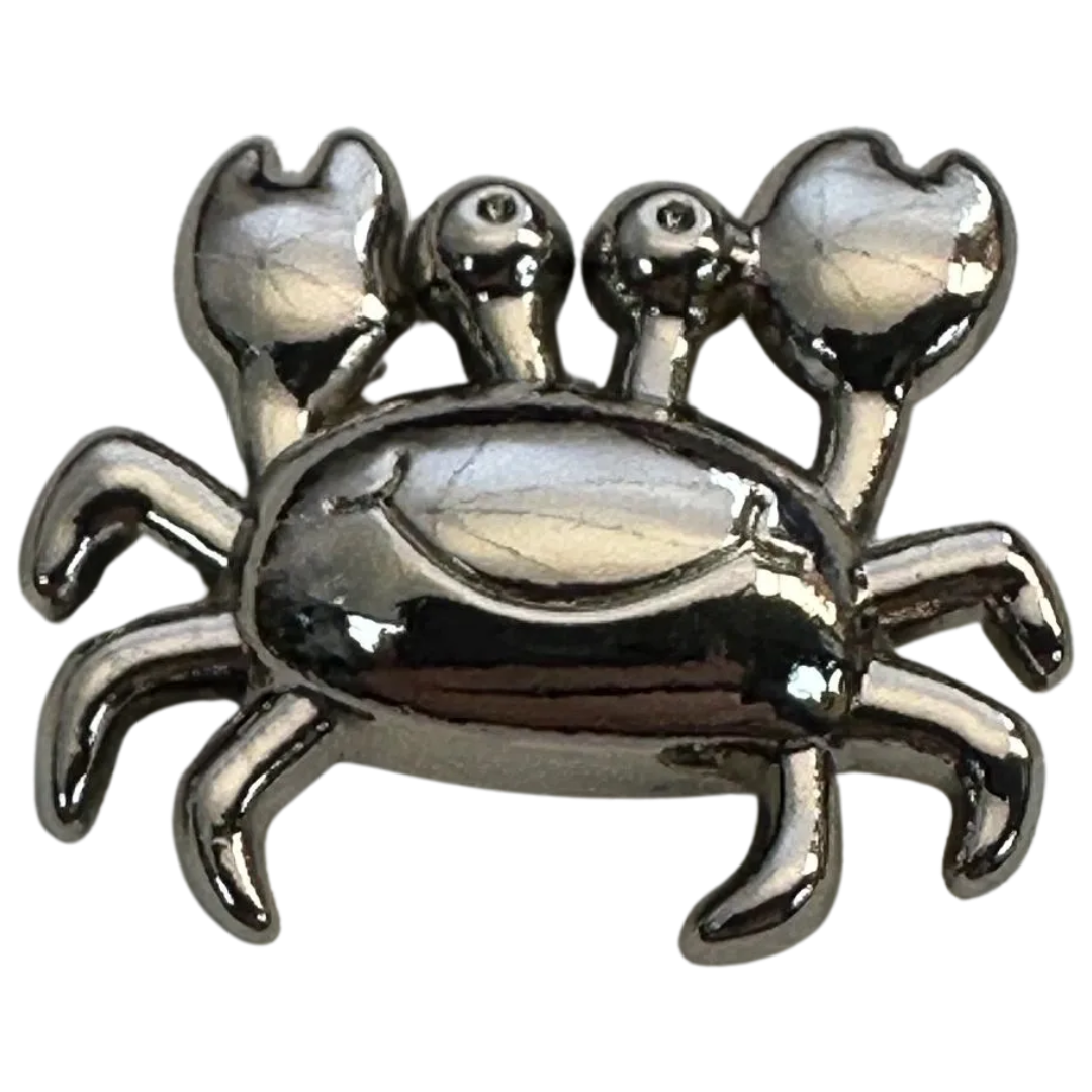 Silver Crab Buttons – 20mm Metal Shank Buttons – Coastal Crab Design – Sold Individually