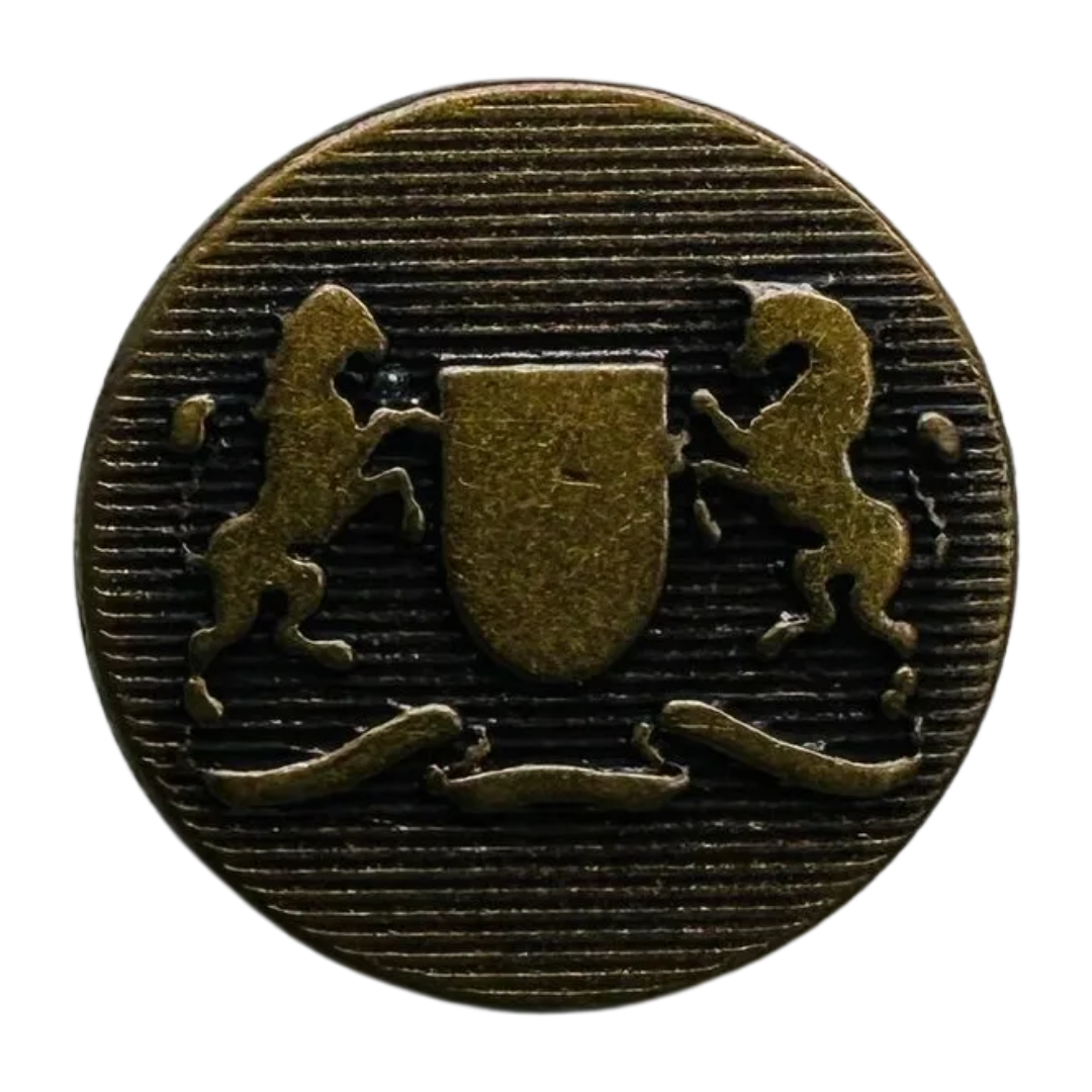 Blazer Buttons – Antique Brass Crest Design – 15mm Sleeve Buttons – Sold Individually