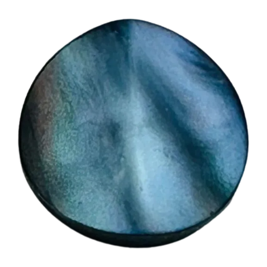 Blue button 13mm iridescent rainbow finish sold individually