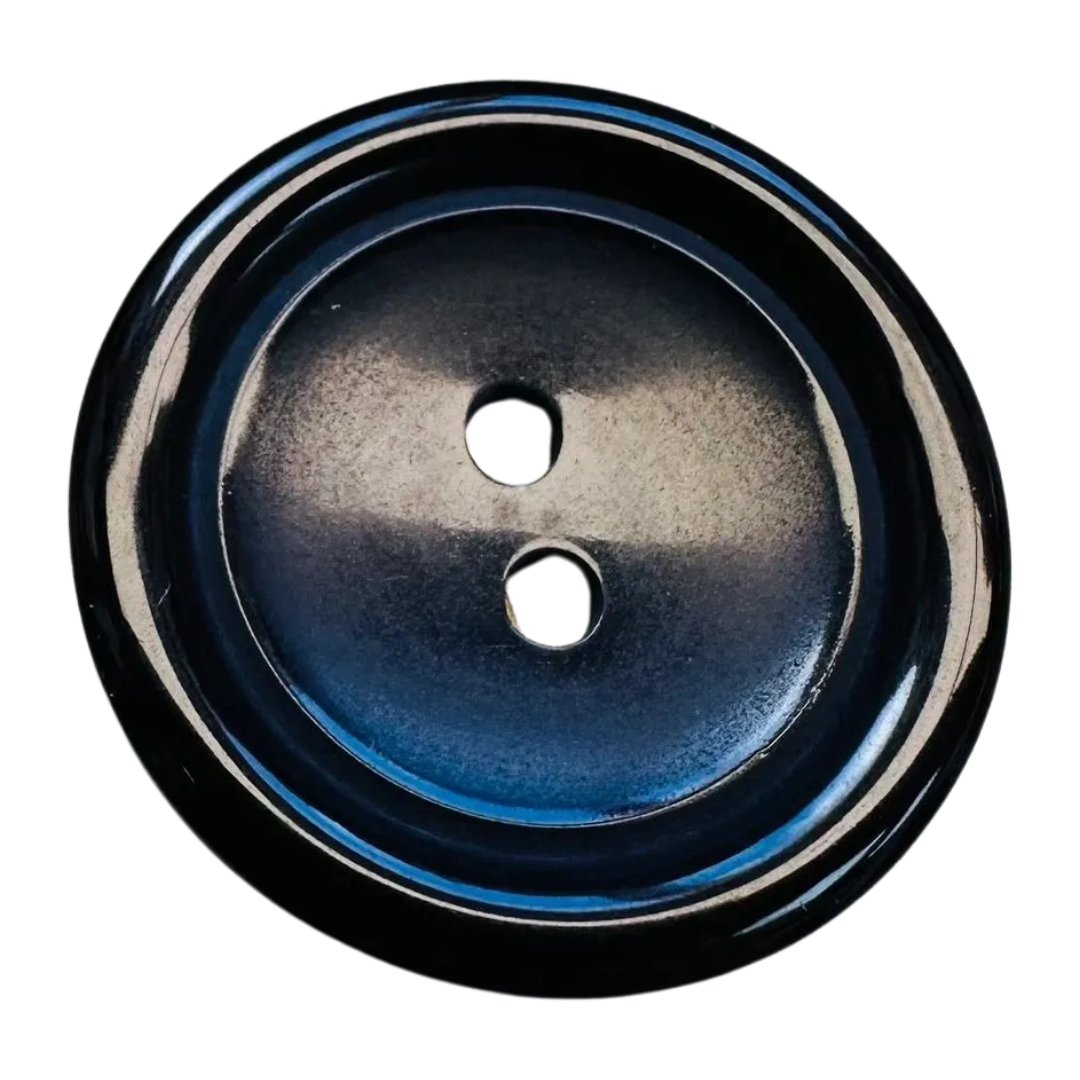 Black Hand Dyed Button 25mm – Deep Gloss Finish – Sold Individually