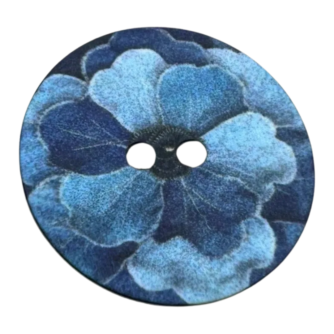 Blue Floral Buttons 23mm – Large Sewing Buttons – Sold Individually