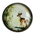 Deer button 22mm glass and metal sold individually