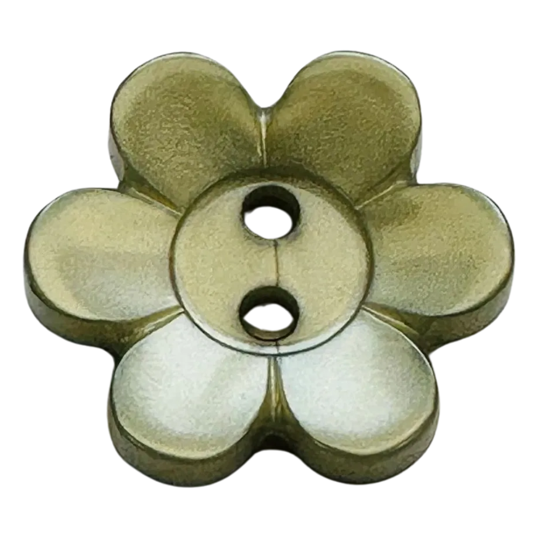 Sage green flower button 18mm pearl finish sold individually