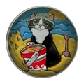 Sandcastle cat button 22mm glass and metal Cornish fun sold individually