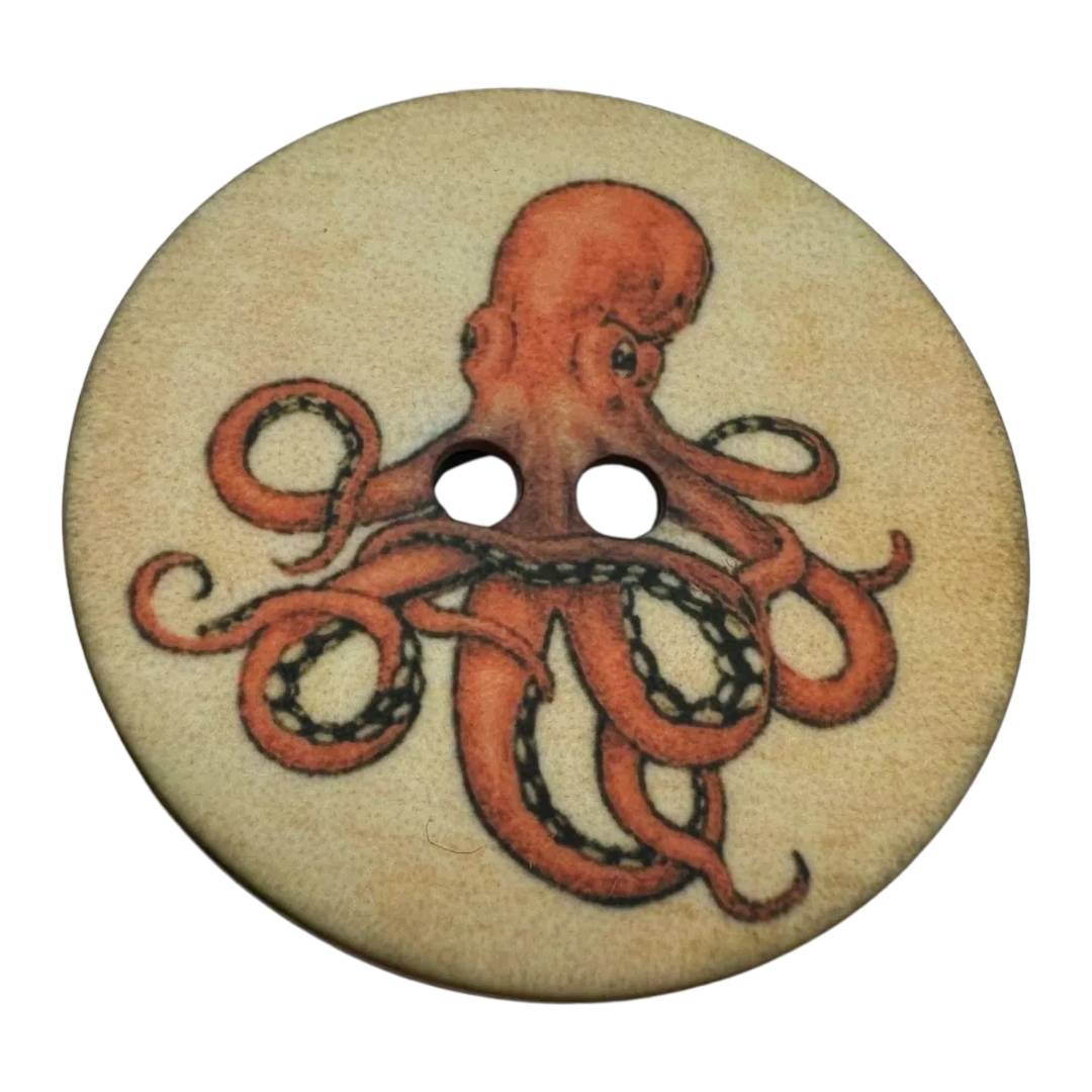 Large Octopus Button 35mm – Nautical Coastal Sewing Button – Sold Individually