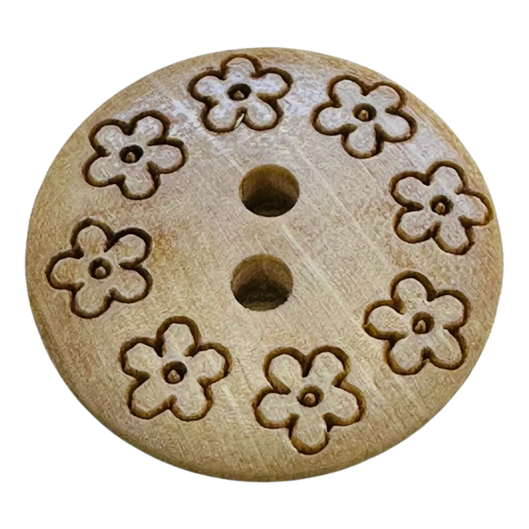 Maplewood buttons 20mm flower design sold individually