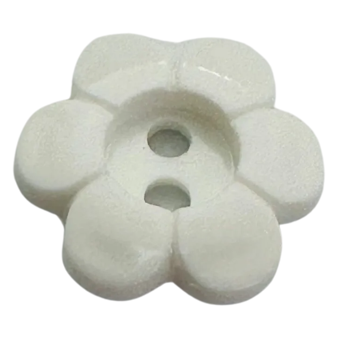 White flower buttons 20mm glossy finish sold individually