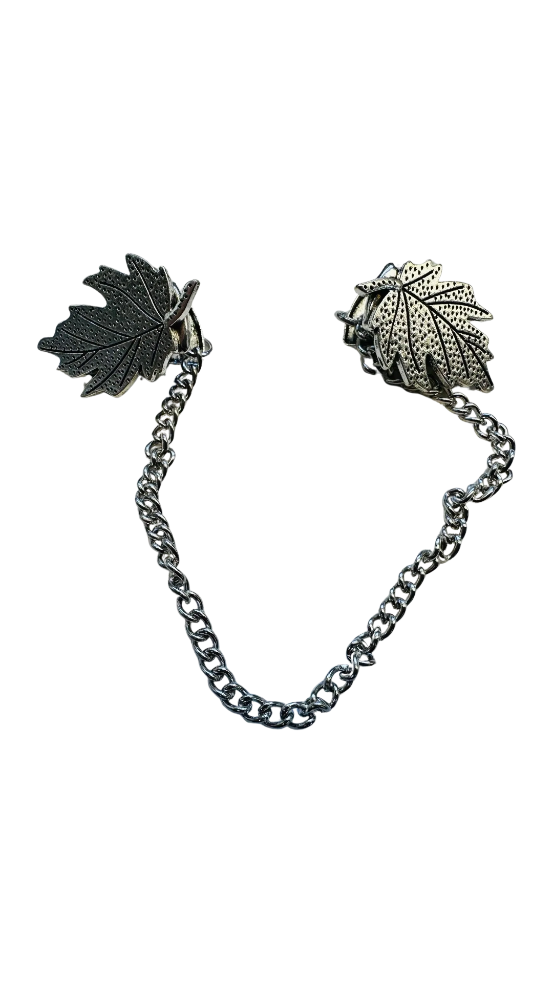 Leaf Cardigan Clip – Silver Tone – No Sewing – Sold Individually