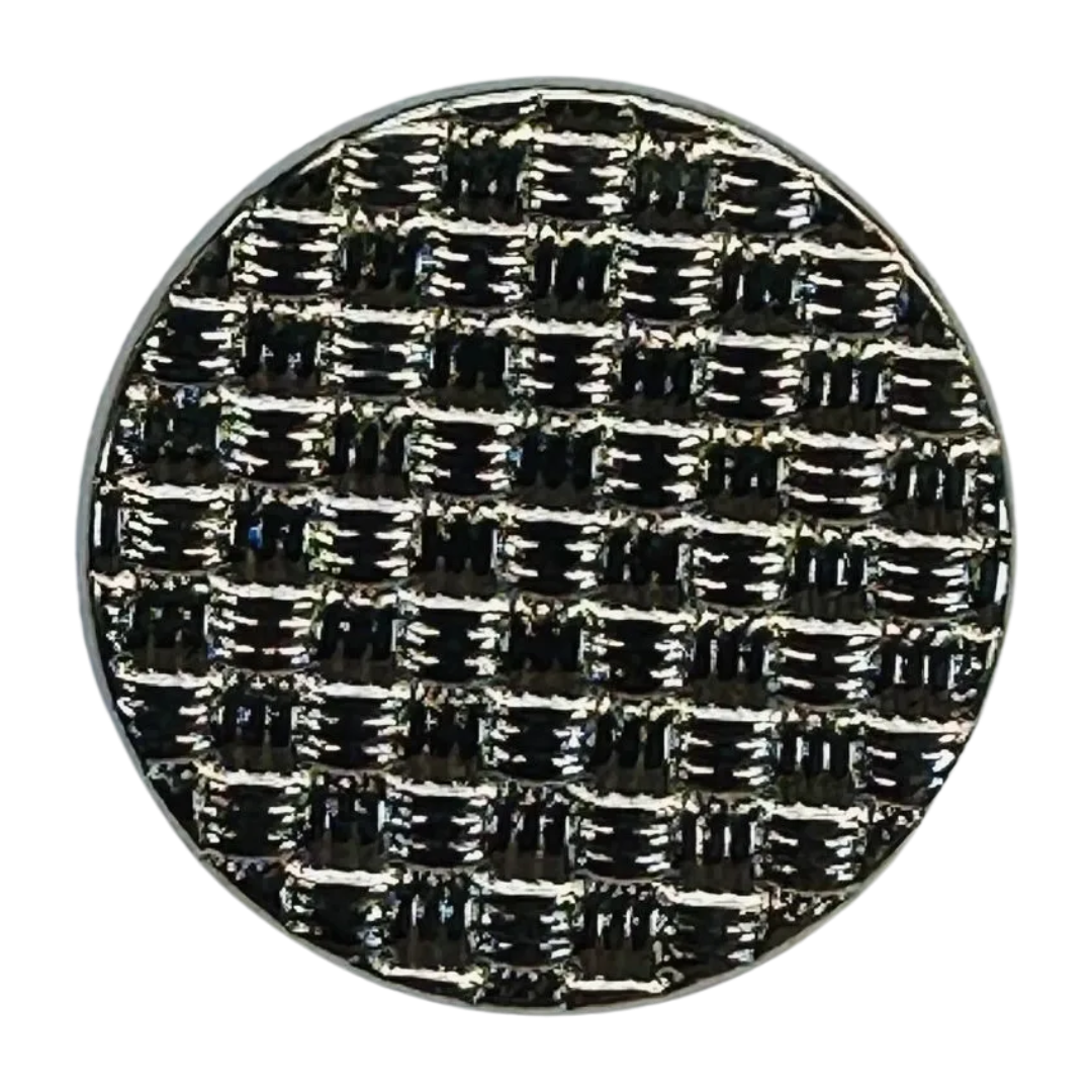 Metal button 15mm silver-tone woven design sold individually