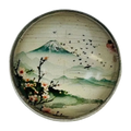 Japanese Landscape Glass & Metal Button – 22mm – Shank – Sold Individually