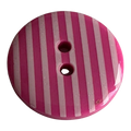 Shocking pink button 23mm with a white striped design sold individually