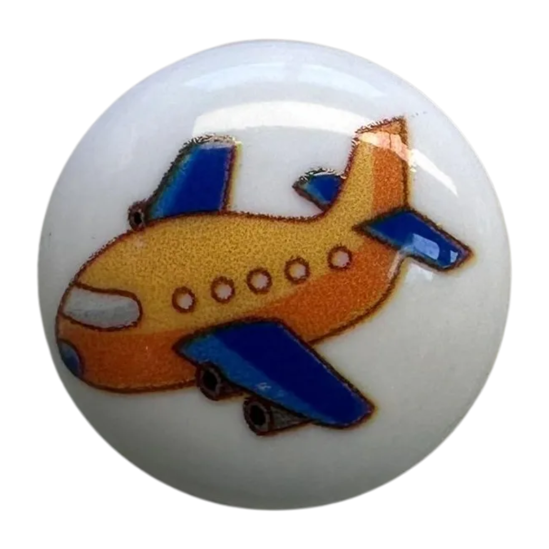 Aeroplane Picture Button – 15mm – Glossy Shank Button – Sold Individually