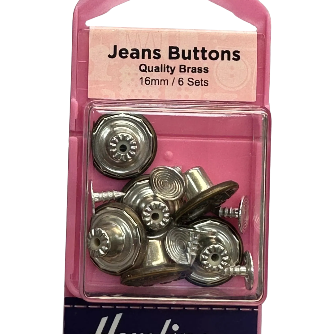 Jeans buttons hammer-on bronze tone a pack of six