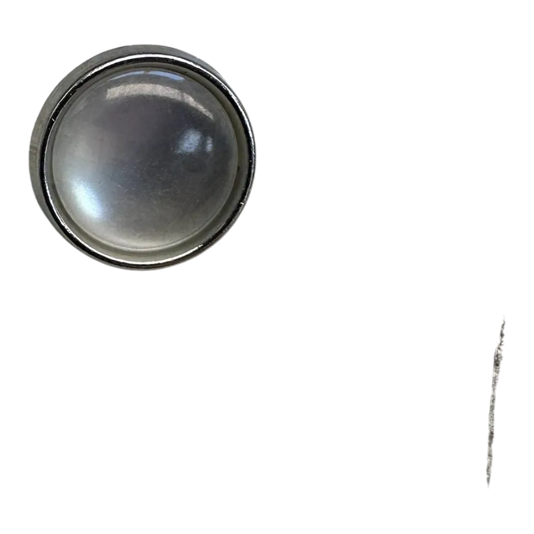 White Pearlised Button 11mm – Silver Rim Shank Button – Sold Individually