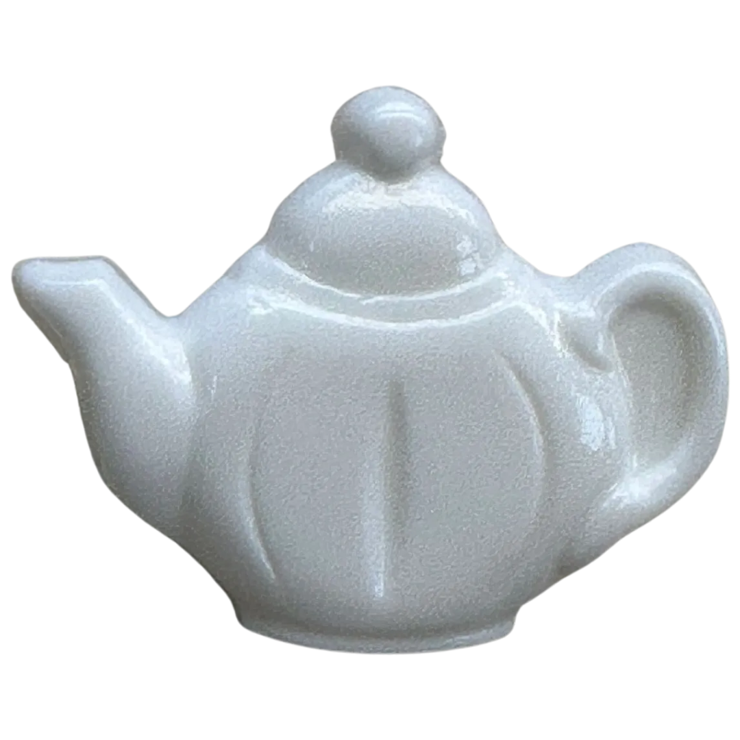 White teapot button 18mm realistic design sold individually