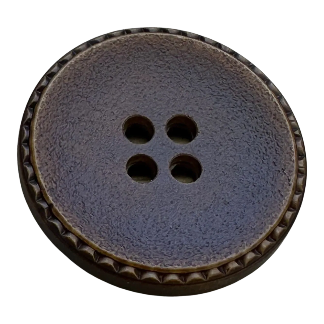 Brown button 23mm imitation leather design sew through sold individually