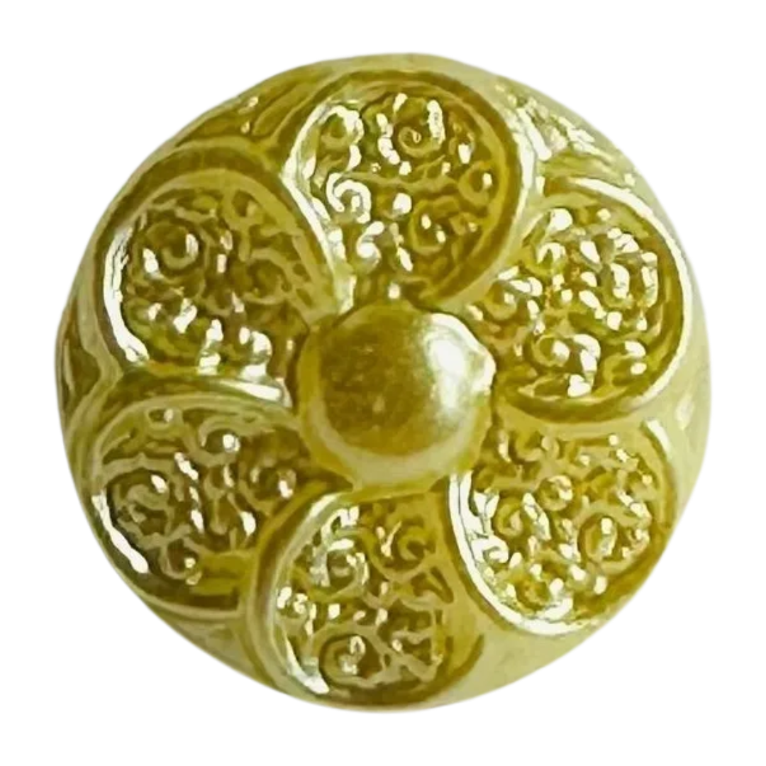 Lemon button 12mm pearlised flower design sold individually