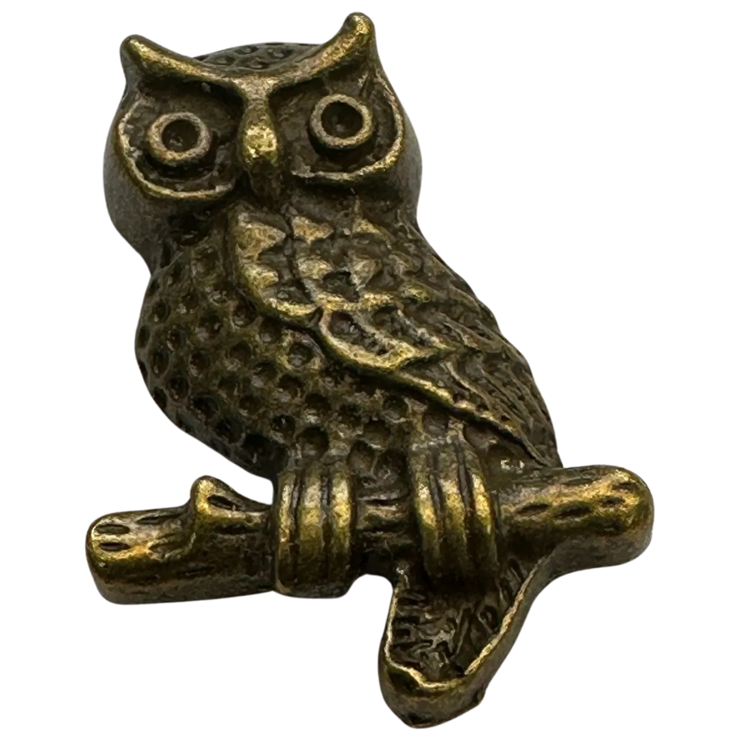 Metal Owl Button 15 x 21mm – Aged Gold Tone – Shank Back – Sold Individually