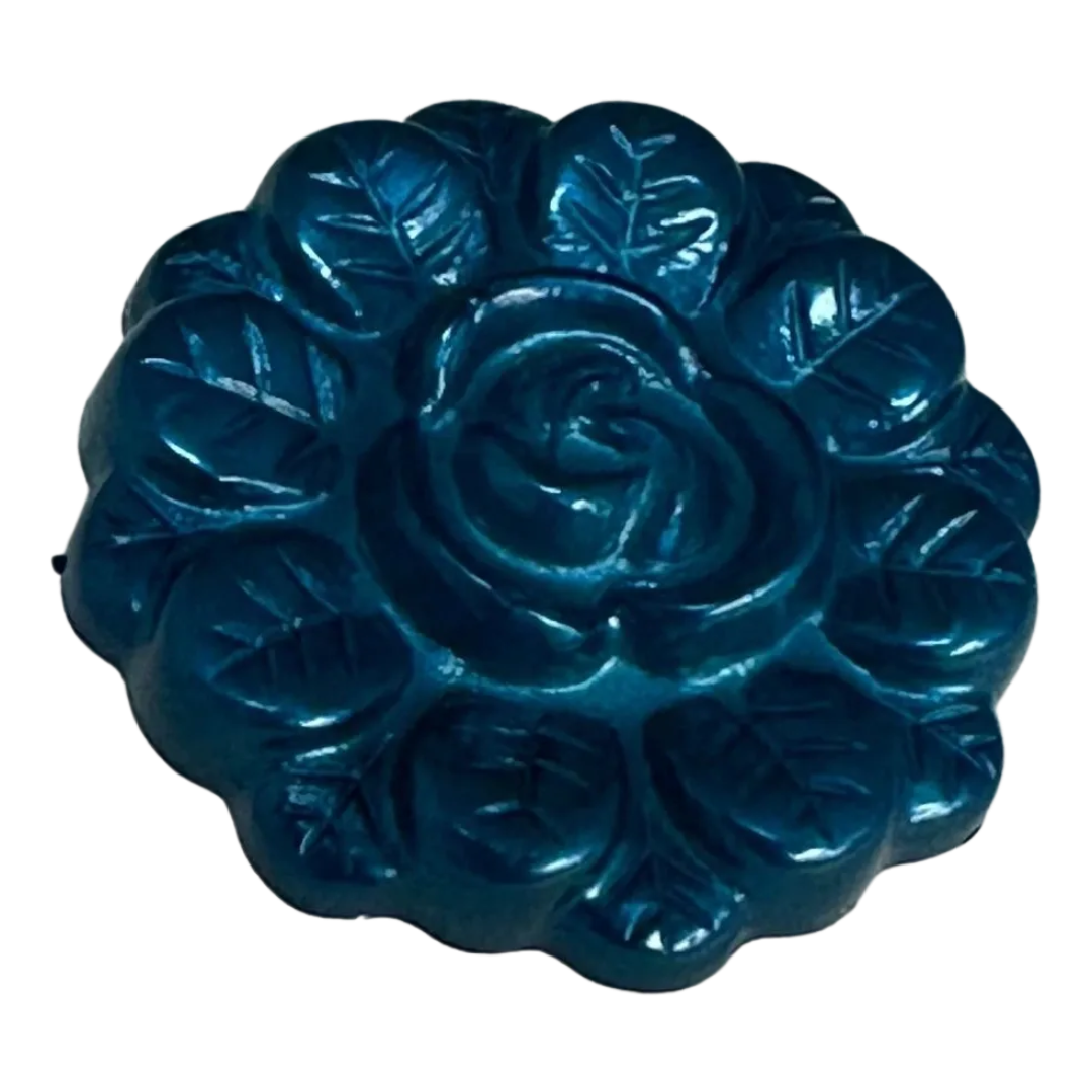 Teal flower button 19mm pearly finish sold individually