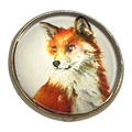 Fox button 22mm glass and metal artistic design sold individually