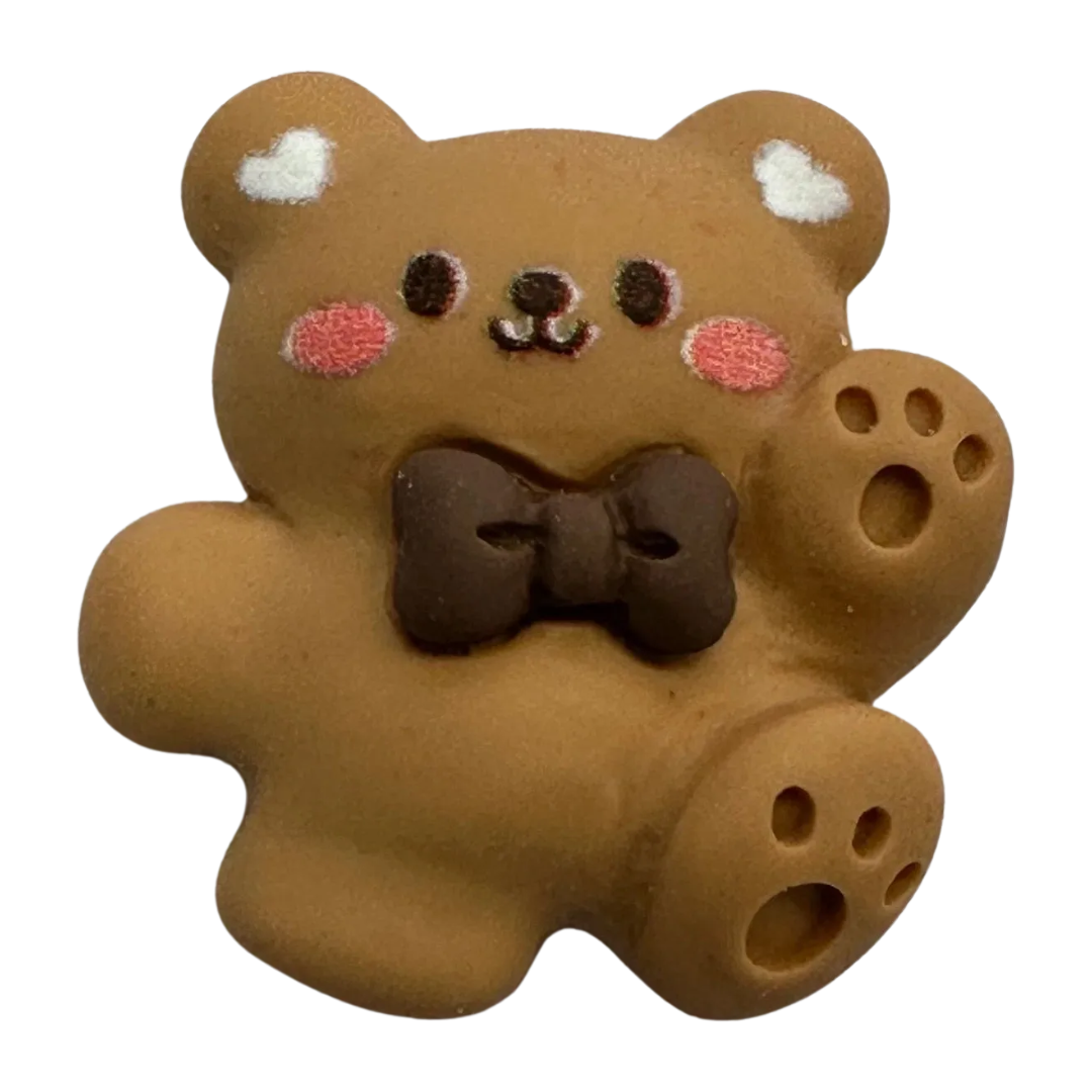 Teddy bear buttons 21mm brown with a bow tie sold individually