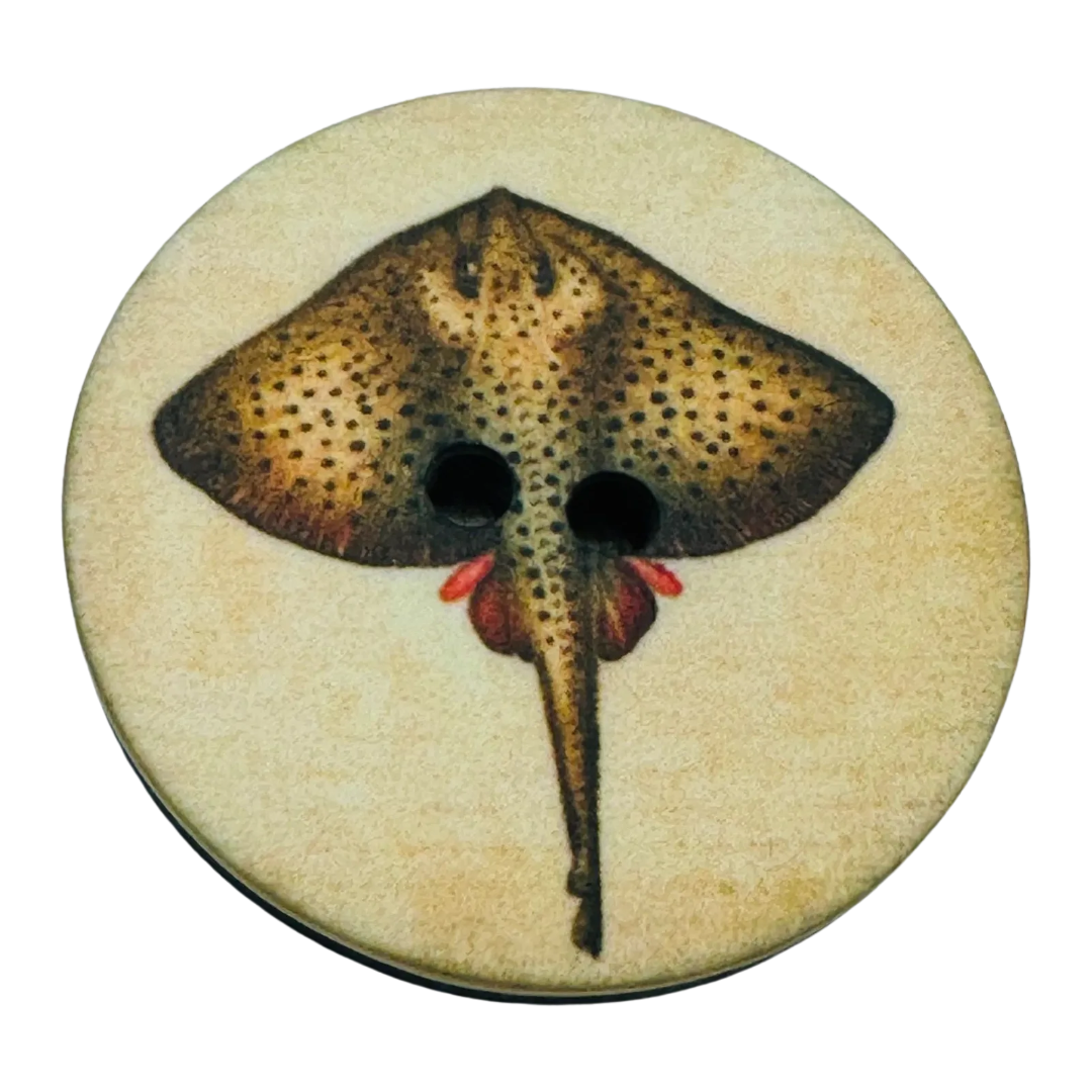 Stingray Buttons 35mm – Coastal Animal Design – 2 Hole – Sold Individually