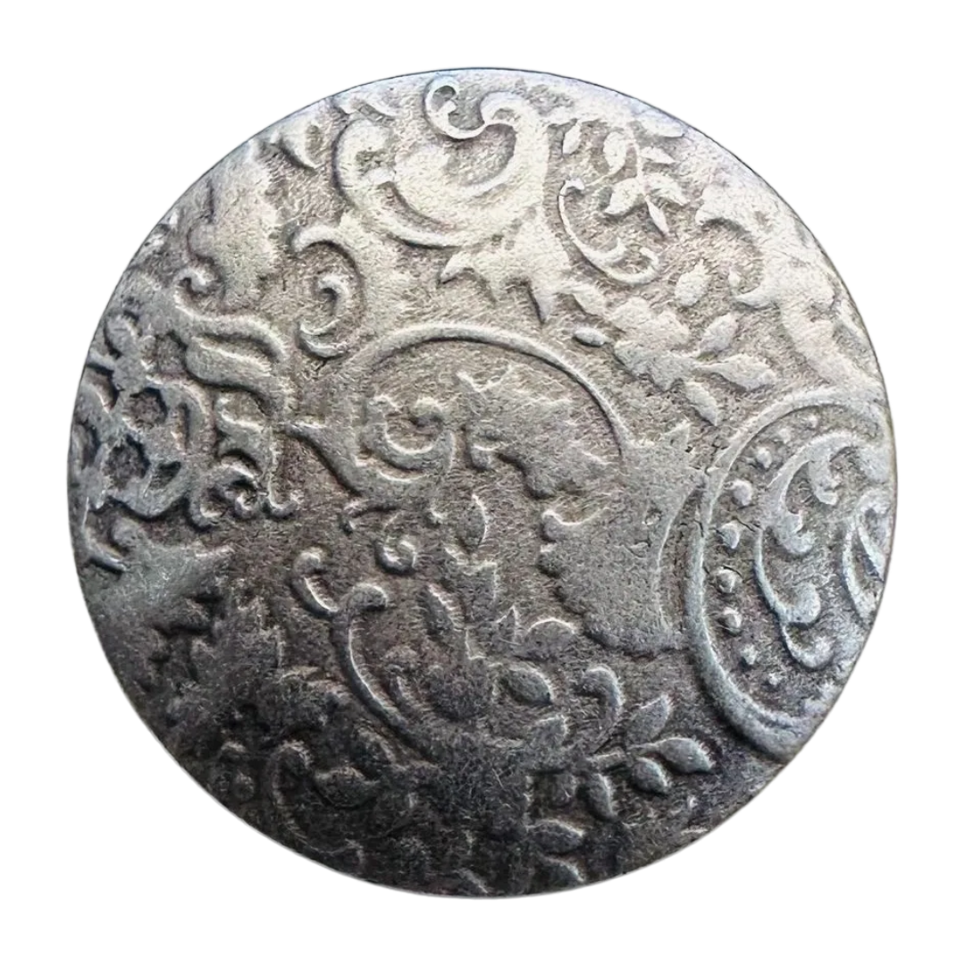 Antique Silver Metal Jacket Button 23mm – Subtle Ornate Scroll Design – Sold Individually