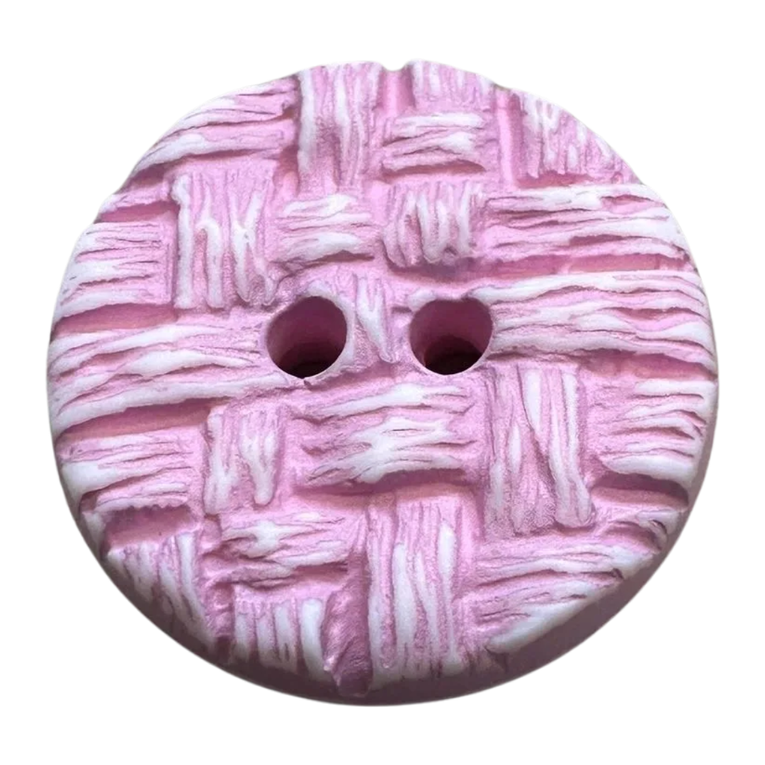 Pink Textured Buttons – 20mm (32L, 3/4") – Woven Effect – Sold Individually
