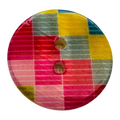 Printed Shell Buttons – Colourful Check Design – 28mm