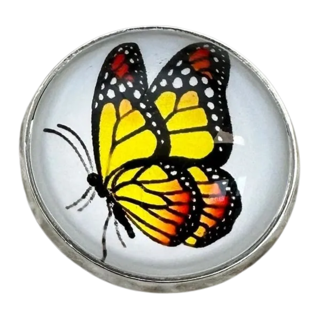 Butterfly Glass & Metal Button 22mm – Domed Picture Button