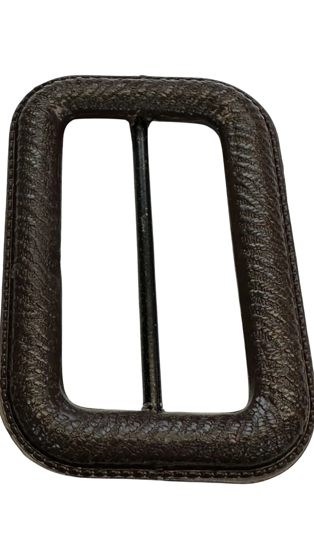 Brown slide buckle to fit a belt 56mm metal with imitation leather coating
