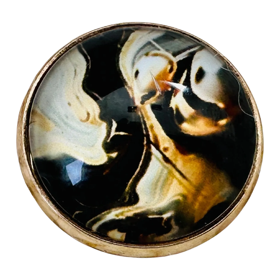 Black Gold Marble Glass & Metal Button – 22mm sold individually