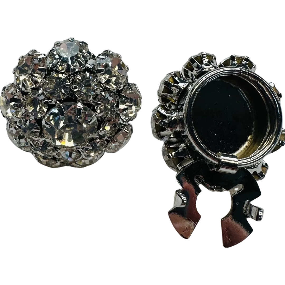 Crystal Button Covers – 23mm (36L, 7/8") – Silver Tone Rhinestone Cluster – Sold Individually