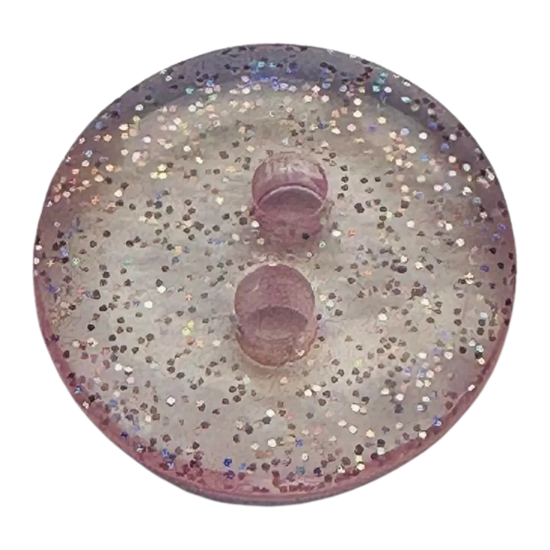 Pink button 12mm glitter finish sold individually
