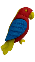 Parrot button 11 x 28mm red, blue, and yellow sold individually