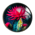 Midnight Cactus button in glass and metal sold individually