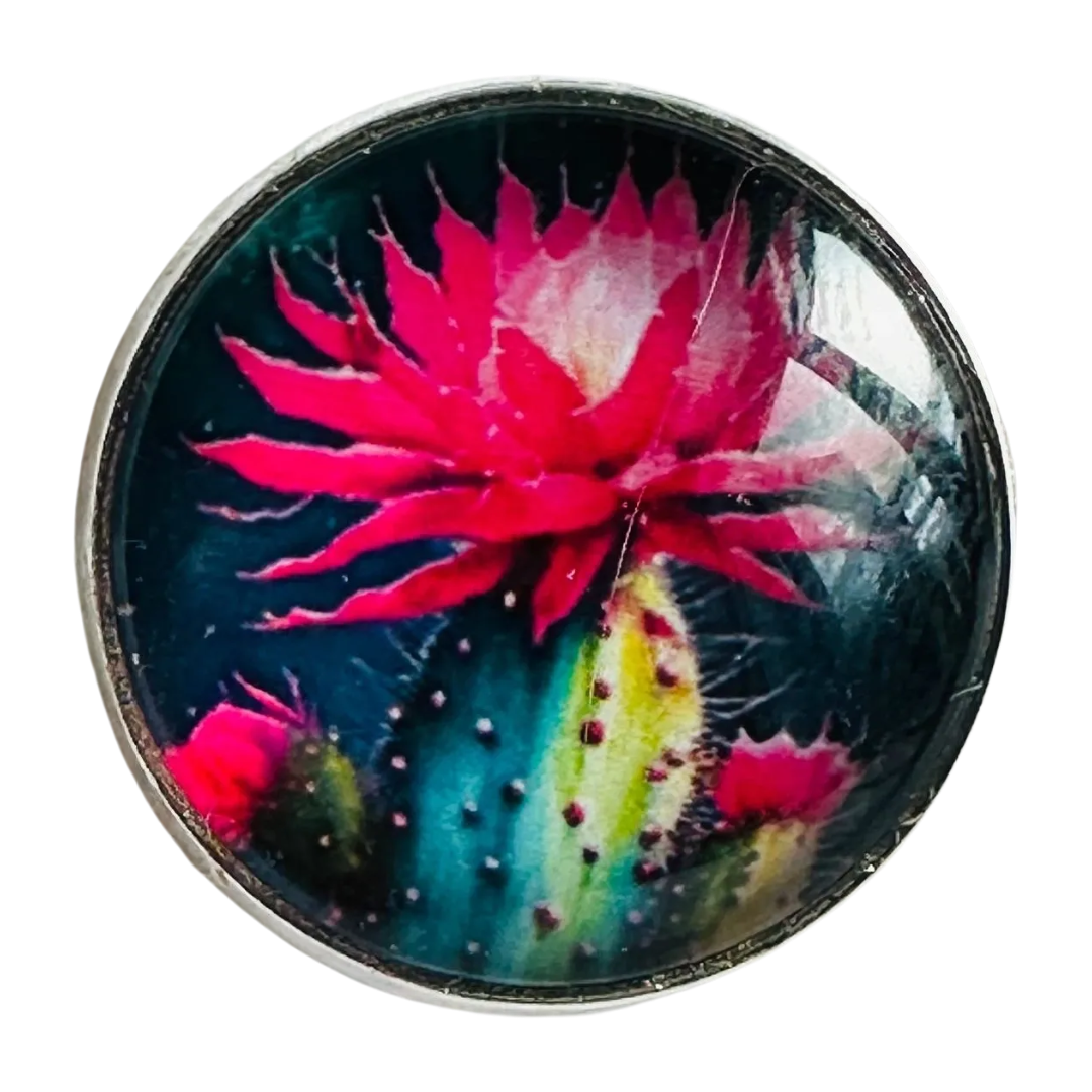 Midnight Cactus button in glass and metal sold individually