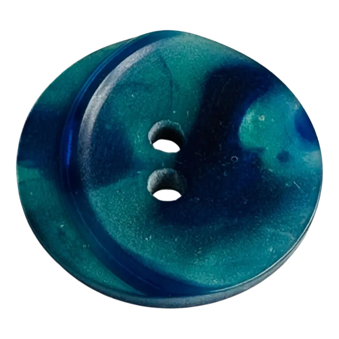 Blue button 23mm with jade green highlights sold individually