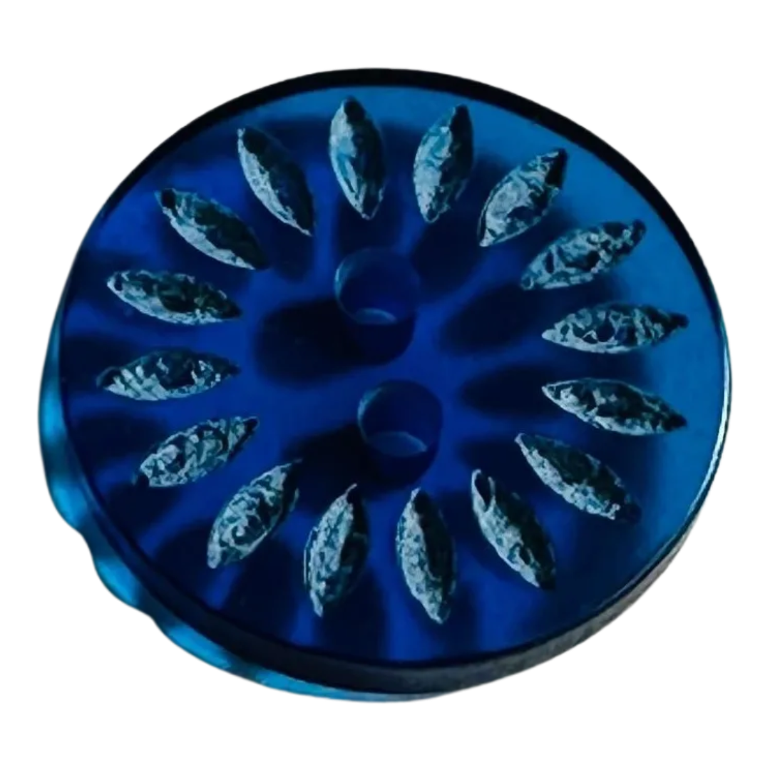 Royal blue button 15mm with cutwork detail sold individually