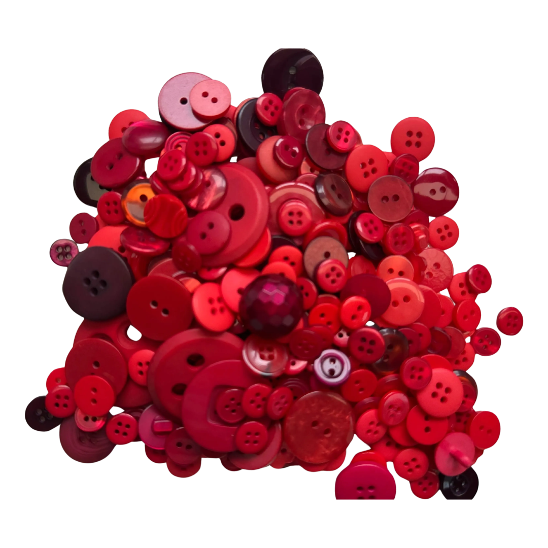 Mixed Red Craft Buttons – Assorted Red Buttons Mix – Each Bag Unique