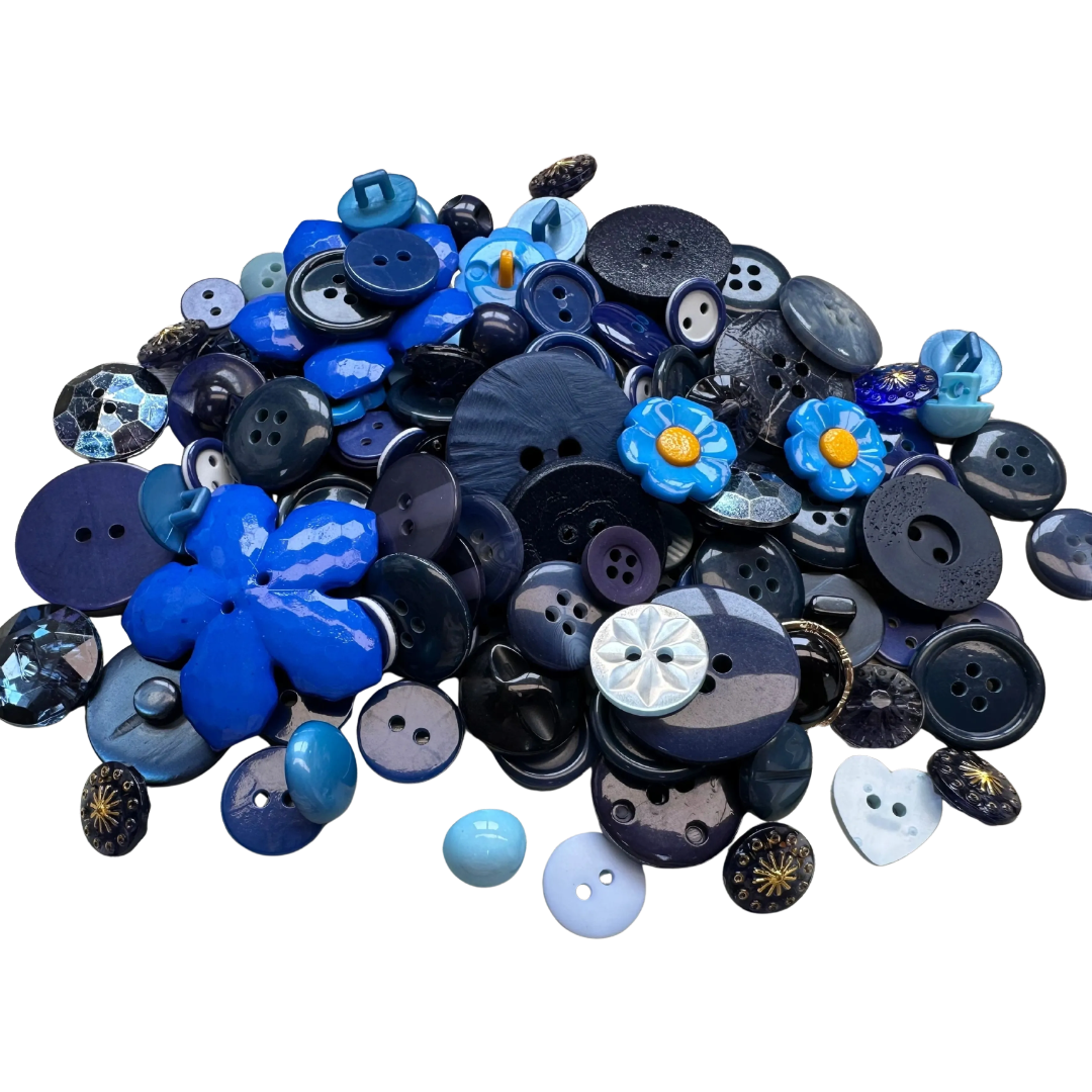 Blue Button Craft Mix – Unique Mixed Button Bag