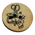 Haberdashery theme button 23mm black on sepia tone sold individually