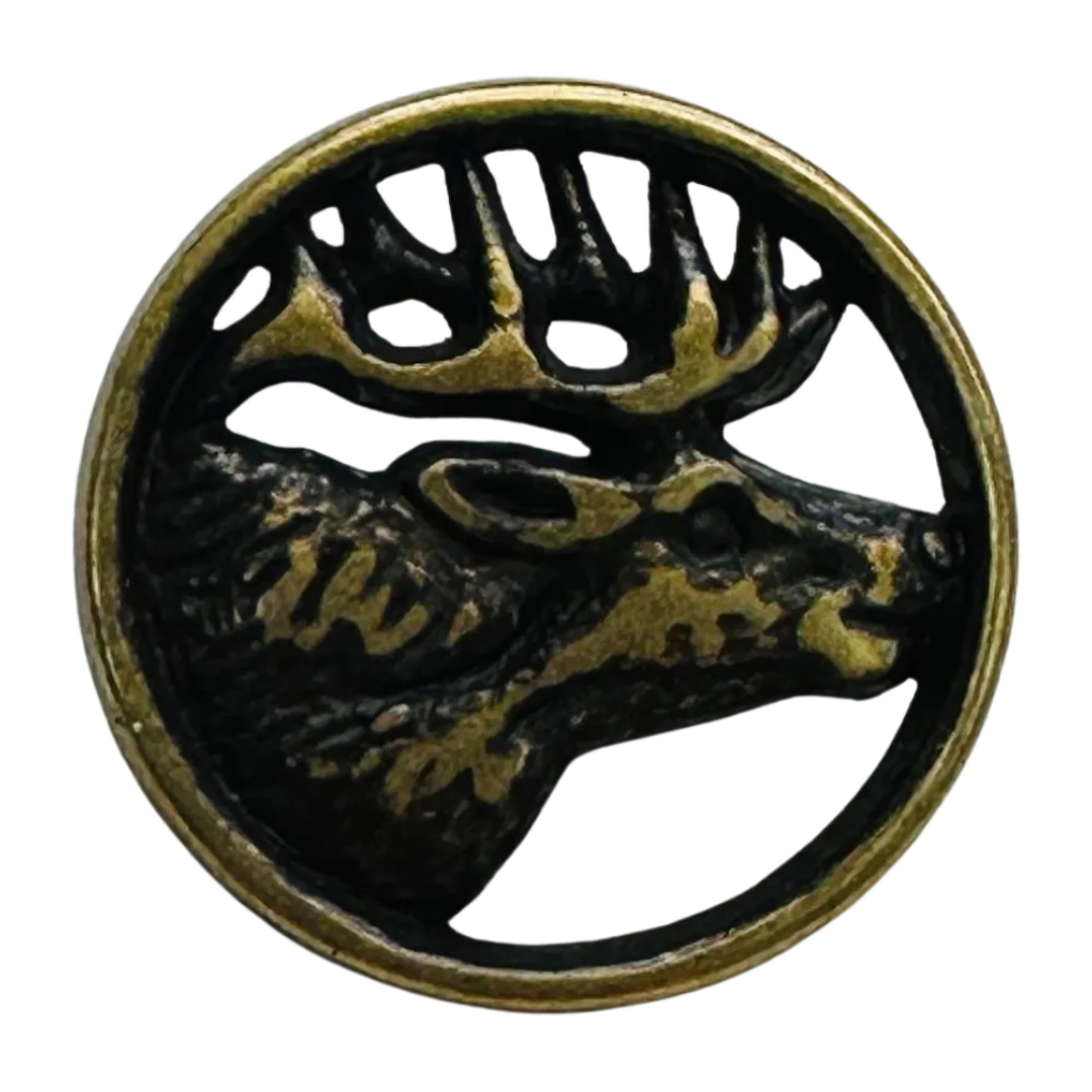 Stag Metal Button – 20mm – Aged Bronze Tone – Shank Button