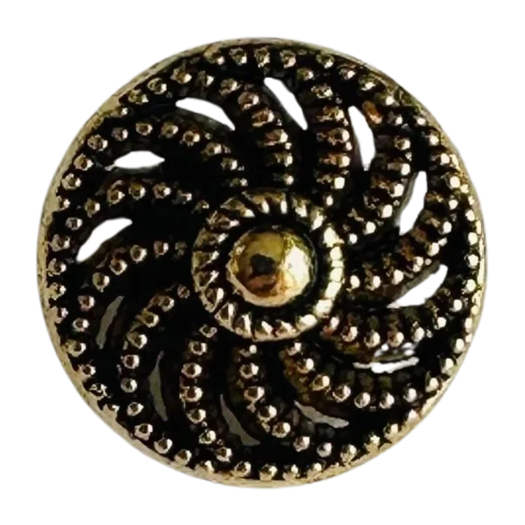 Gold Filigree Metal Button – 13mm Decorative Button – Sold Individually