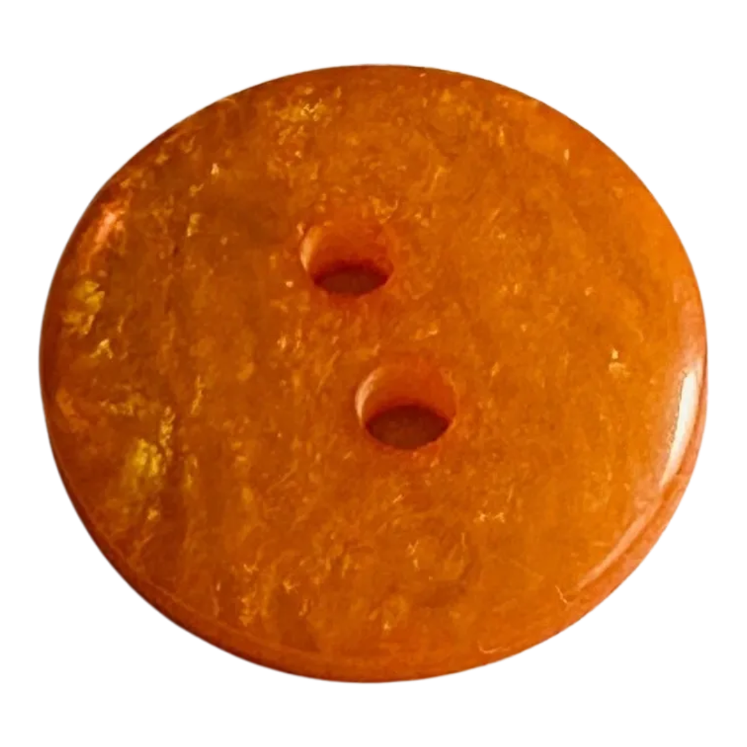 Orange button 15mm iridescent pearl finish sold individually