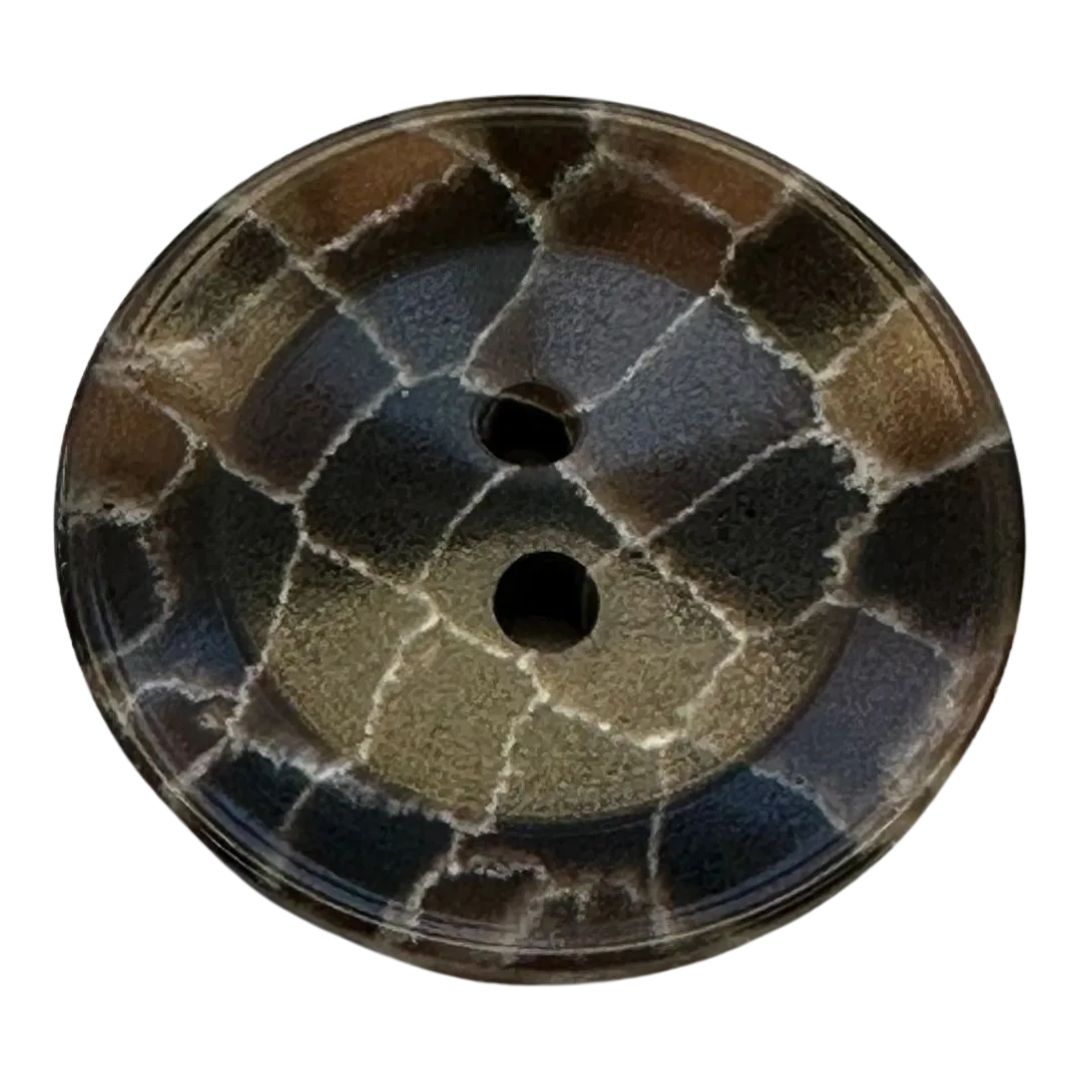 Brown button 23mm patchwork effect sold individually