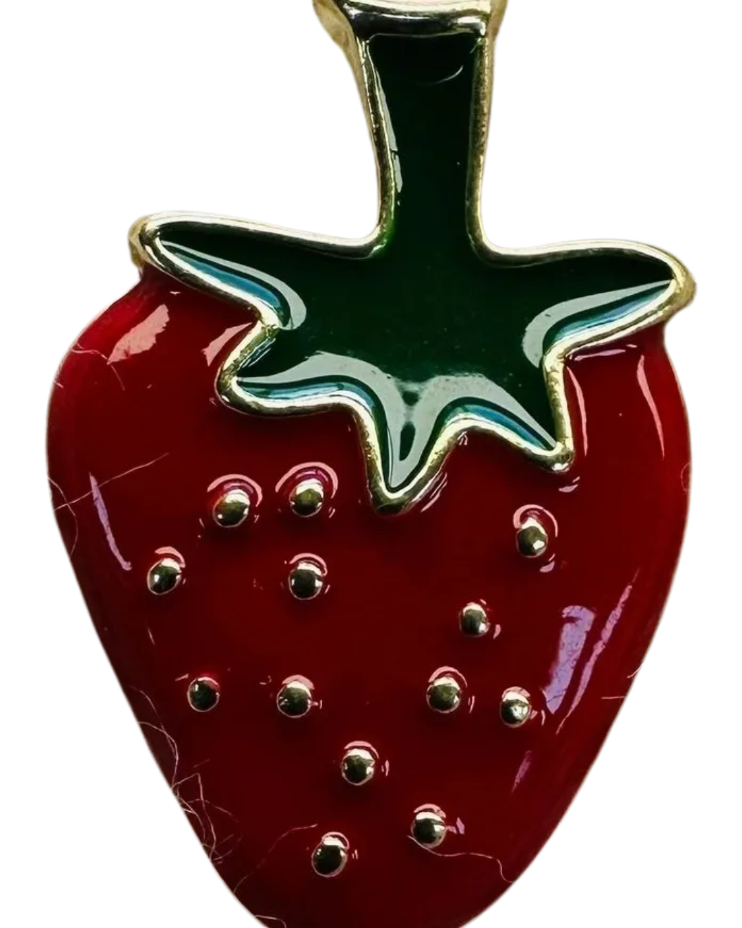 Strawberry Button – 23mm Metal & Enamel – Glossy Fruit Design – Sold Individually