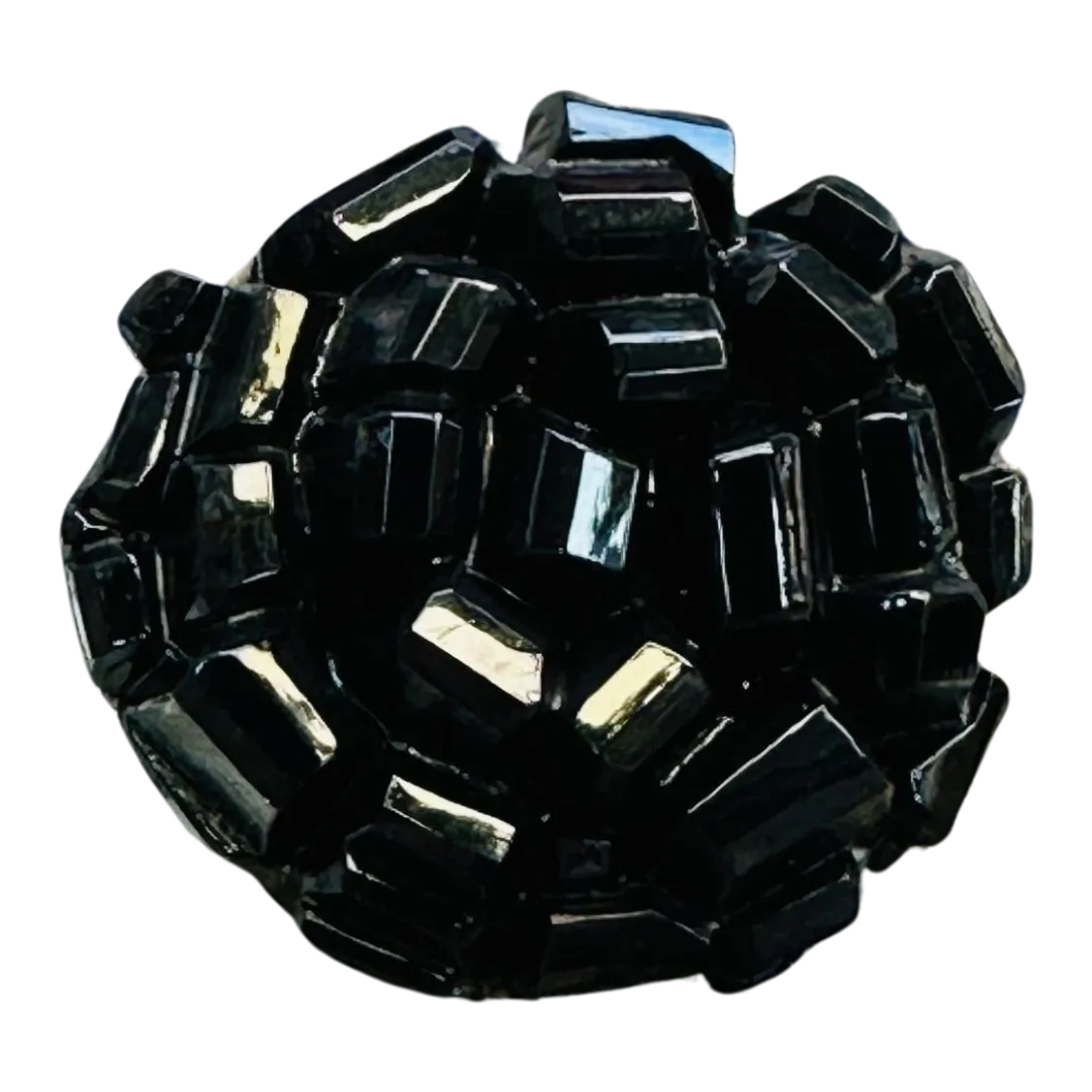 Black Faceted Button – 23mm Shank – Individual