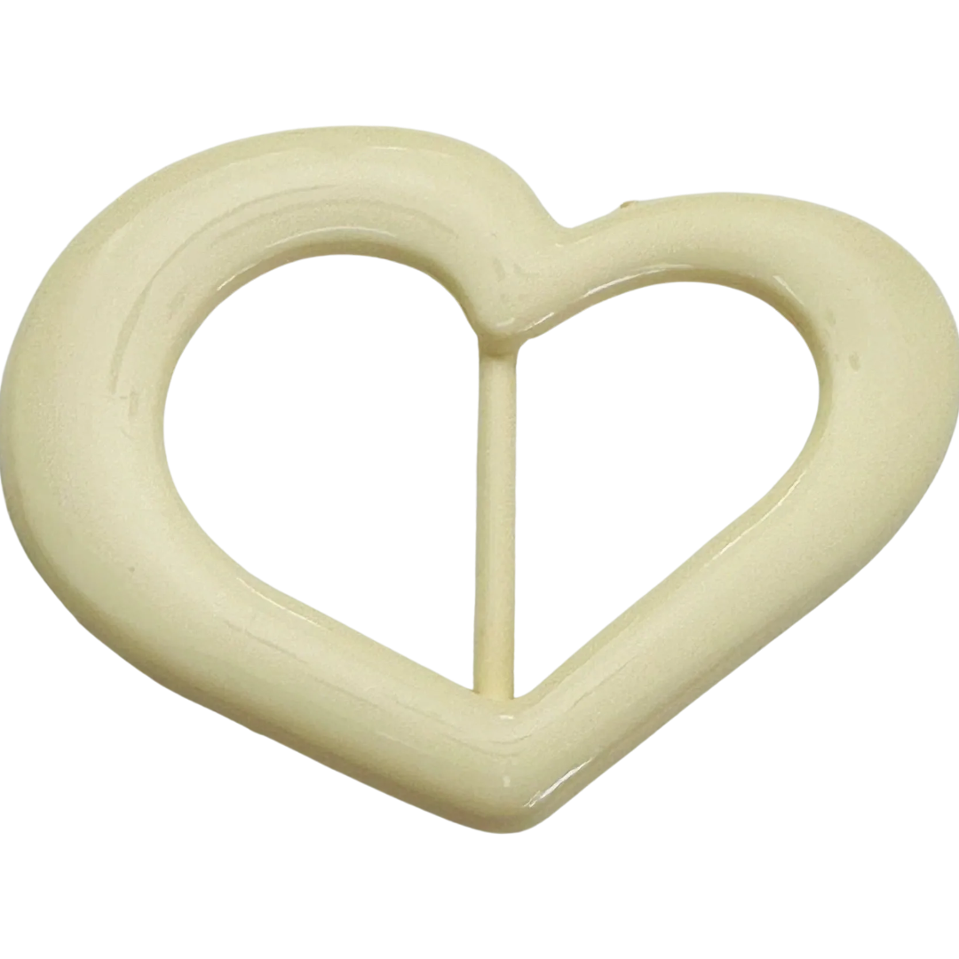 Cream slide buckle heart shaped to fit a belt 33mm